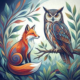 Fox and Owl by Jutta Maria Pusl