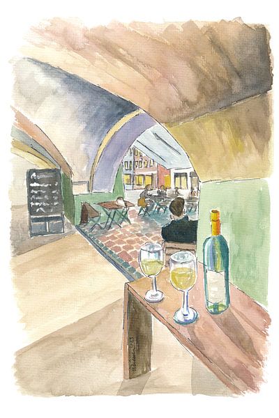 Landshut Bavaria Cafe under the arches Shopping and strolling on Saturday by Markus Bleichner