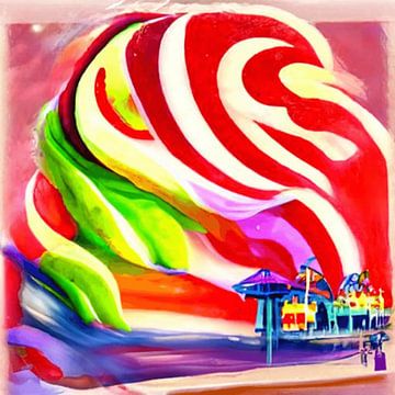 Santa Monica Pier wirbelnde Candy AI Kunst