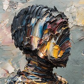 Surrealistisch druppelend figuur – Vervormd acrylschilderij in impasto-techniek van Aden Pink Studio