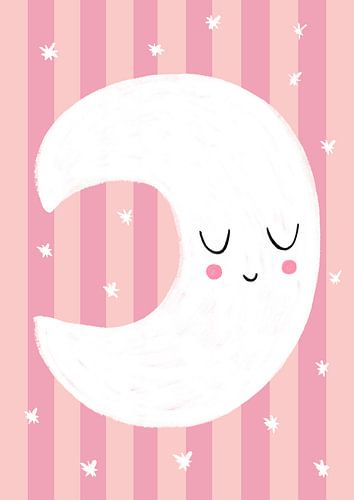 Small moon on pink stripes