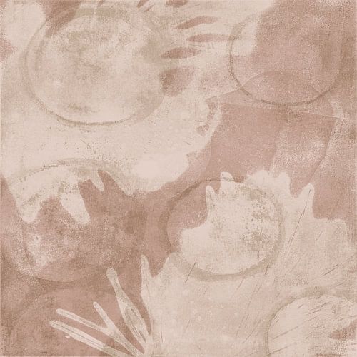 Wabi-sabi abstracte kunst in beige en wit