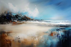 Peinture de plage | Peinture bleue | Peinture de mer sur AiArtLand