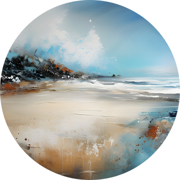 Strand Schilderij | Blauw Schilderij | Zee Schilderij van AiArtLand