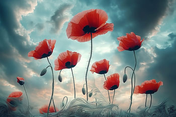 aquarelle fantaisie coquelicot