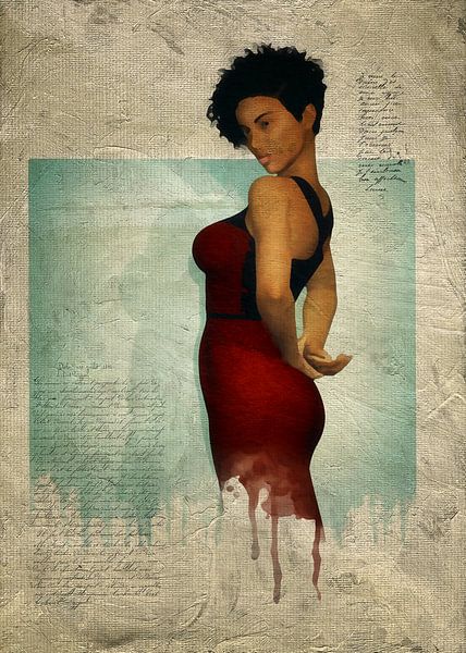 Femme du monde - Laverne à la robe rouge par Jan Keteleer