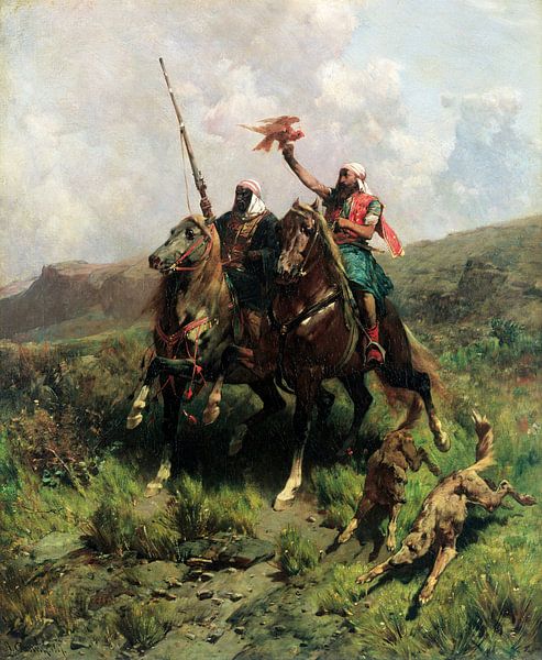 Alberto Pasini,Arabieren met een Falcon van finemasterpiece
