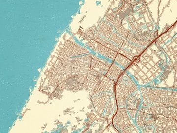 Kaart van Katwijk in de stijl Blauw & Crème van Map Art Studio