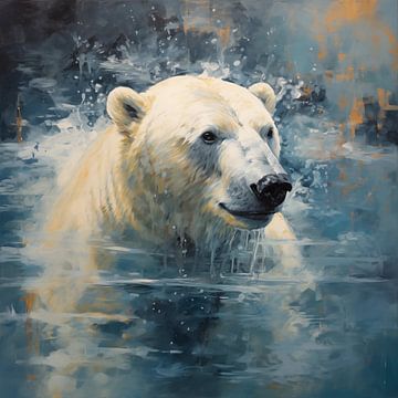 Polar bear in the water by TheXclusive Art