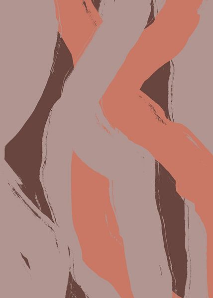 Abstract shapes and lines in terracotta, brown, taupe. by Dina Dankers