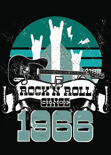 Rock N Roll Since 1966 - Cadeau de fête des pères pour les papas par Millennial Prints