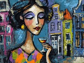 Ameland Gemälde | Frau mit Essen