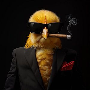 Küken mit Zigarre und Sonnenbrille