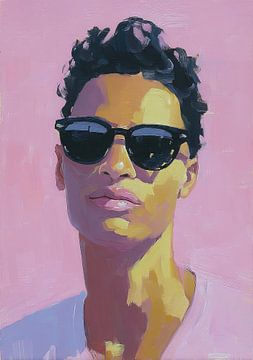 Portrait avec lunettes de soleil sur fond rose sur Niklas Maximilian