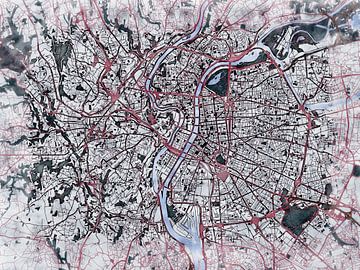 Kaart van Lyon centrum in de stijl 'White Winter' van Maporia