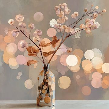 Branche de Noël élégante en bronze et rose