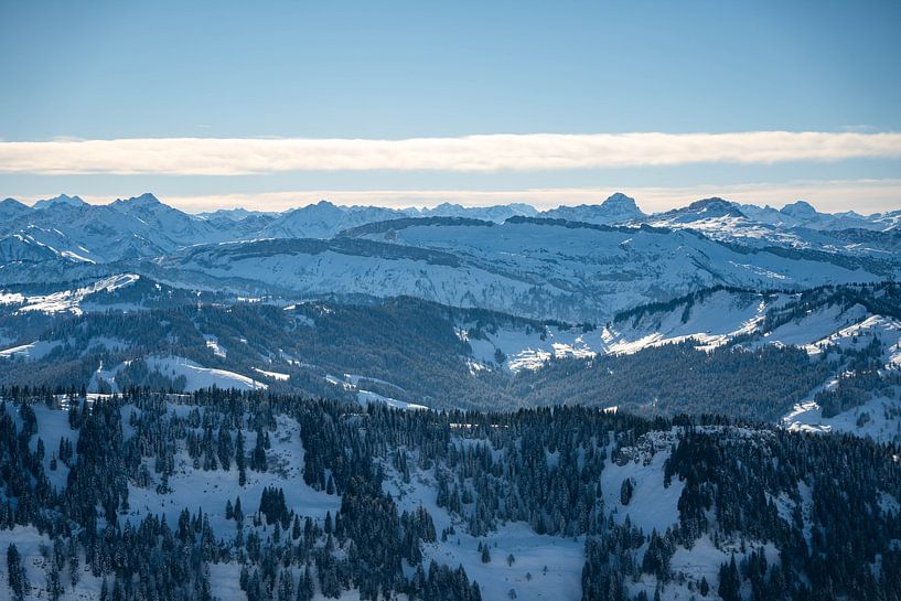 Winter view from the Hochgrat to the Allgäu High Alps by Leo Schindzielorz
