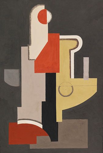 Willi Baumeister - Abstractie (Construction Red-Olive III) (1923)