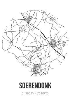 Soerendonk (Noord-Brabant) | Karte | Schwarz und Weiß von Rezona