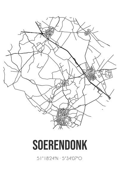 Soerendonk (Noord-Brabant) | Map | Black and white by Prints of Place