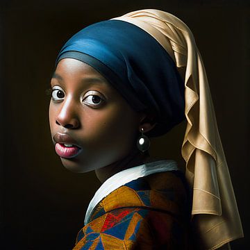 Donker meisje met de parel, naar Johannes Vermeer