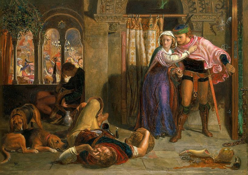 William Holman Hunt - The flight of Madeline and Porphyro von 1000 Schilderijen