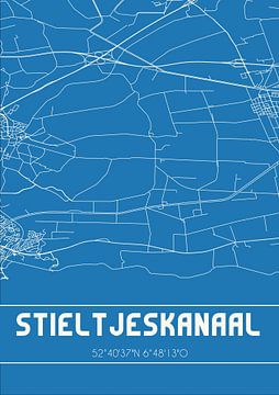 Blauwdruk | Landkaart | Stieltjeskanaal (Drenthe) van Rezona