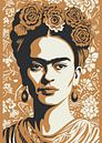Het Iconische Gezicht, "Frida's Kracht" in diep oker en zwart van Color Square thumbnail