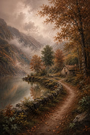Copper and Olive Green – Enchanting Mountain Lake by BowiScapes - Fine Art and Urban Wall Art