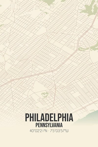 Carte ancienne de Philadelphie (Pennsylvanie), Etats-Unis. par Affiches de lieux