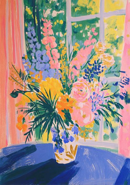 Colourful bouquet in vase by Niklas Maximilian