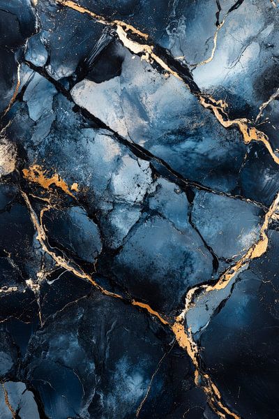 Shimmering blue marble with gold veins by Poster Art Shop