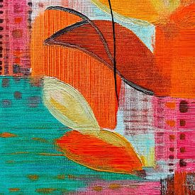 Abstrakte Kunst in Orange, Rose und Blau - 3 von Studio Pieternel