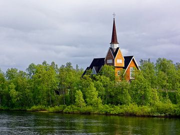 Church in Swedish Lapland van Gisela Scheffbuch