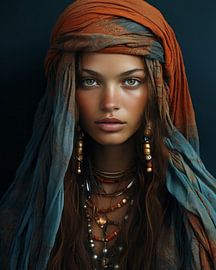 Colourful portrait "Nomad girl" by Carla Van Iersel