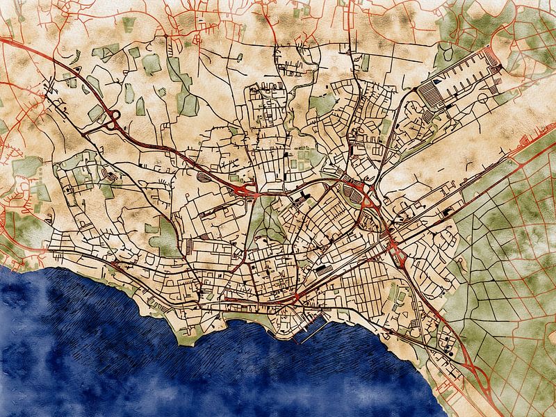 Map of Friedrichshafen with the style 'Serene Summer' by Maporia