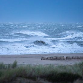 Ruige zee aan de Nederlandse kust van Corné Ouwehand