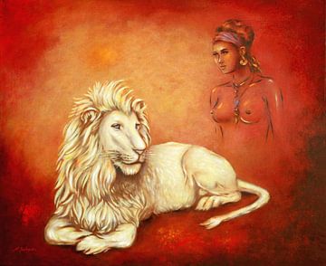 Witte leeuw en leeuwen sjamaan
