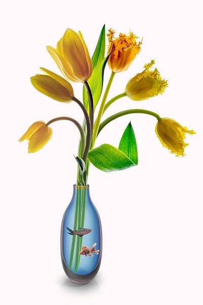 Dutch tulips on fishbowl vase by Humphry Jacobs