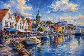Stavanger in Norway, an impressionist painting. by Gallery Hoppenbrouwers