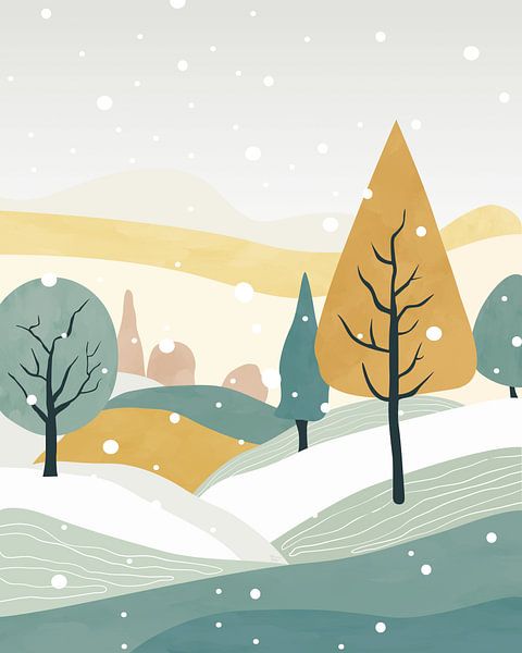 Abstract winterlandschap 5 van Tanja Udelhofen