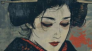 Japanische Malerei Geisha