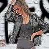 Graffiti woman in leather jacket and bodysuit by Tilo Grellmann