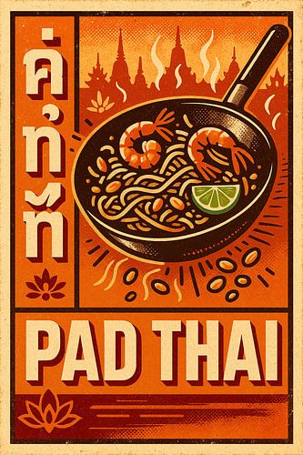 Pad Thai Wall Print – Retro Thai Street Food Poster