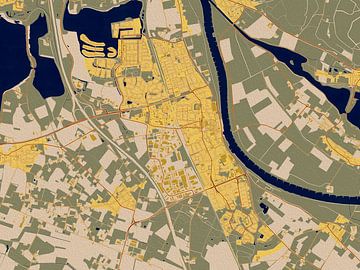 Kaart van Cuijk in de stijl van Gustav Klimt van Maporia