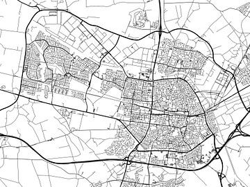 Carte de Tilburg en noir et blanc sur Map Art Studio