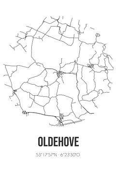 Oldehove (Groningen) | Carte | Noir et Blanc sur Rezona