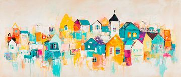 Kleurrijke droomhuizen in aquarel-look van Poster Art Shop