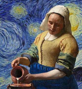 Melkmeisje op Sterrennacht van Bianca ter Riet