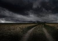 leeg landschap met woeste lucht